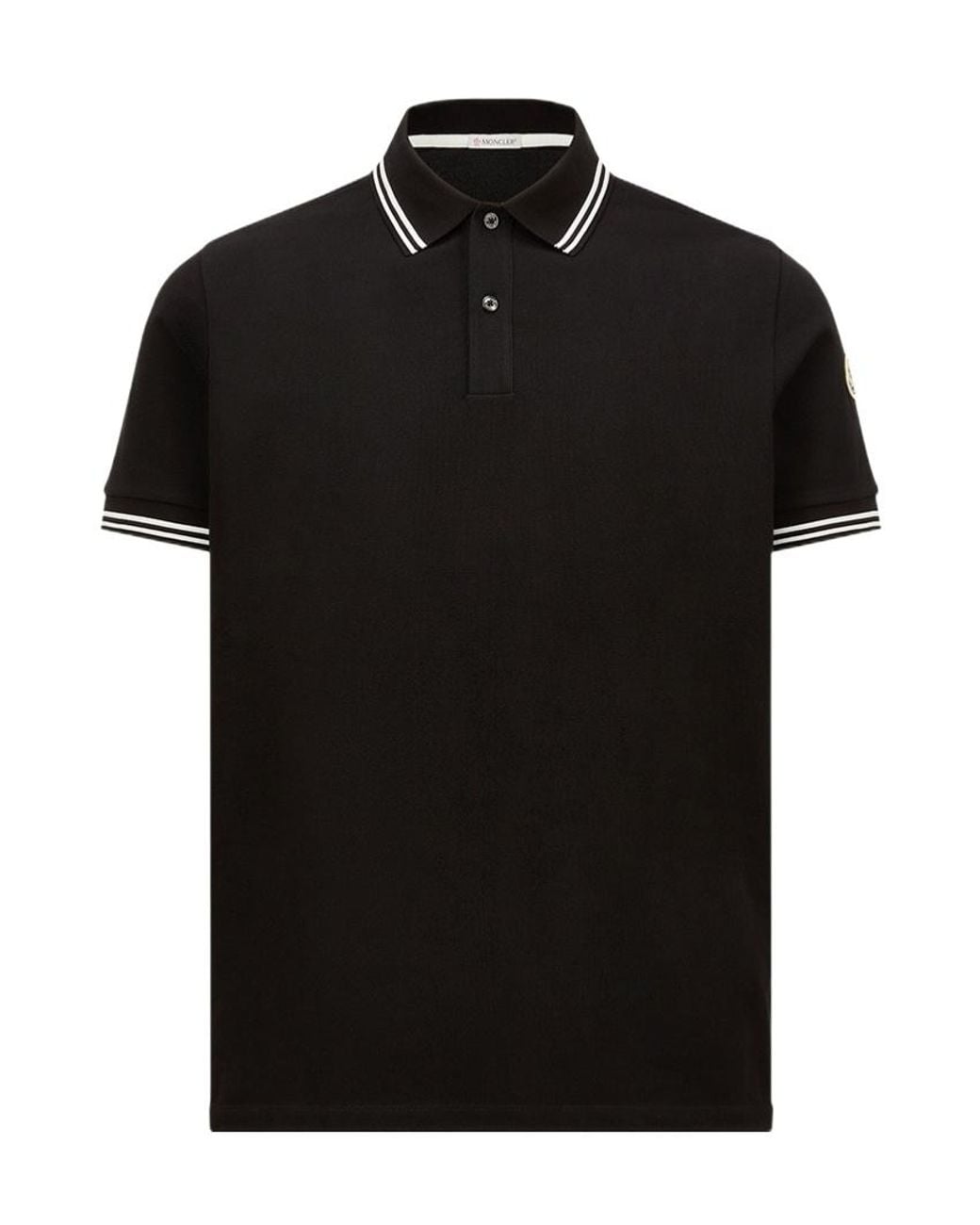 Moncler Black Logo Patch Short-Sleeved Polo Shirt for men