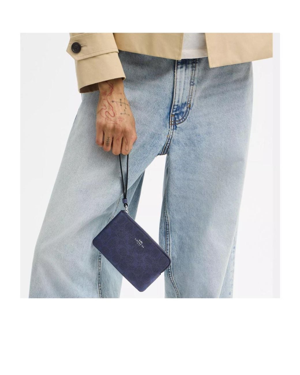 COACH Blue Corner Zip Wristlet