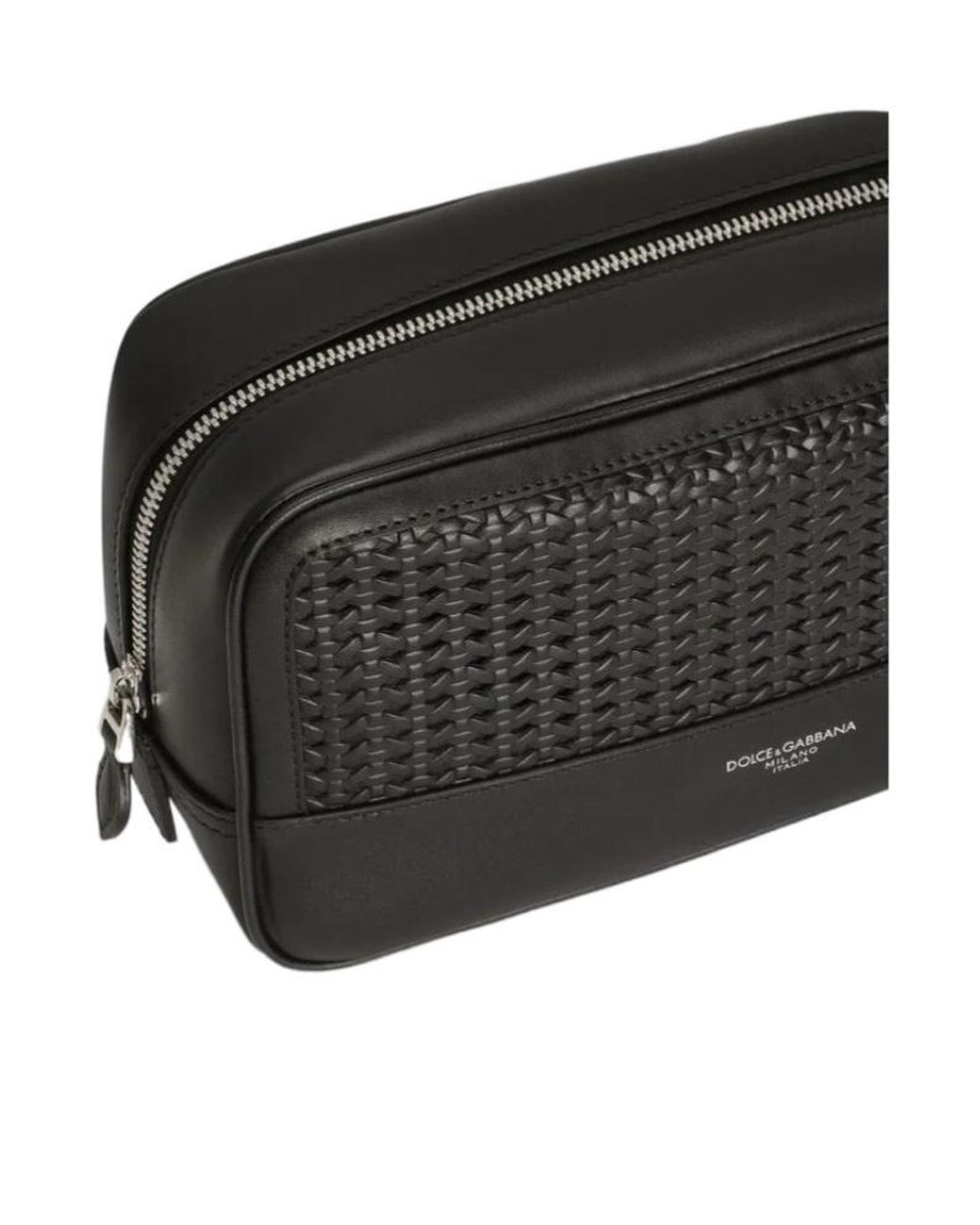Dolce & Gabbana Black Woven Beauty Case for men