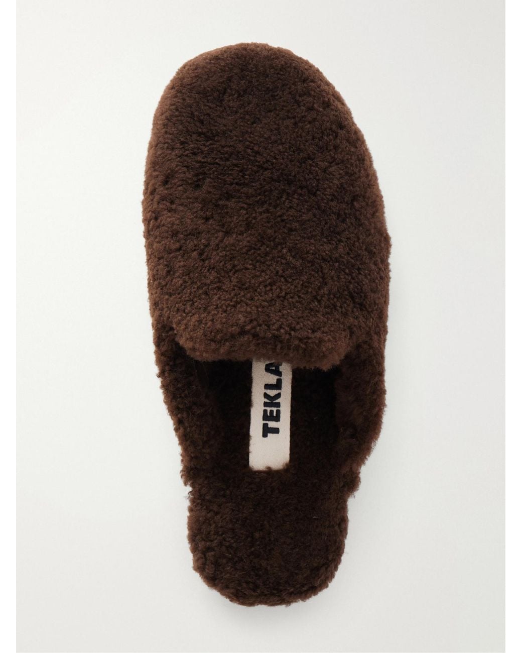 Tekla Brown Shearling Slippers