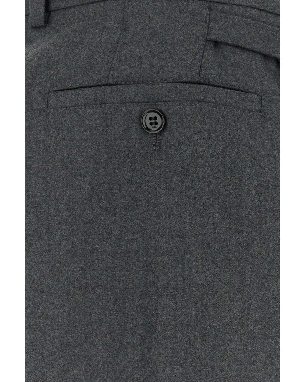 AMI Gray Ami Pleated Wide Leg Pants for men