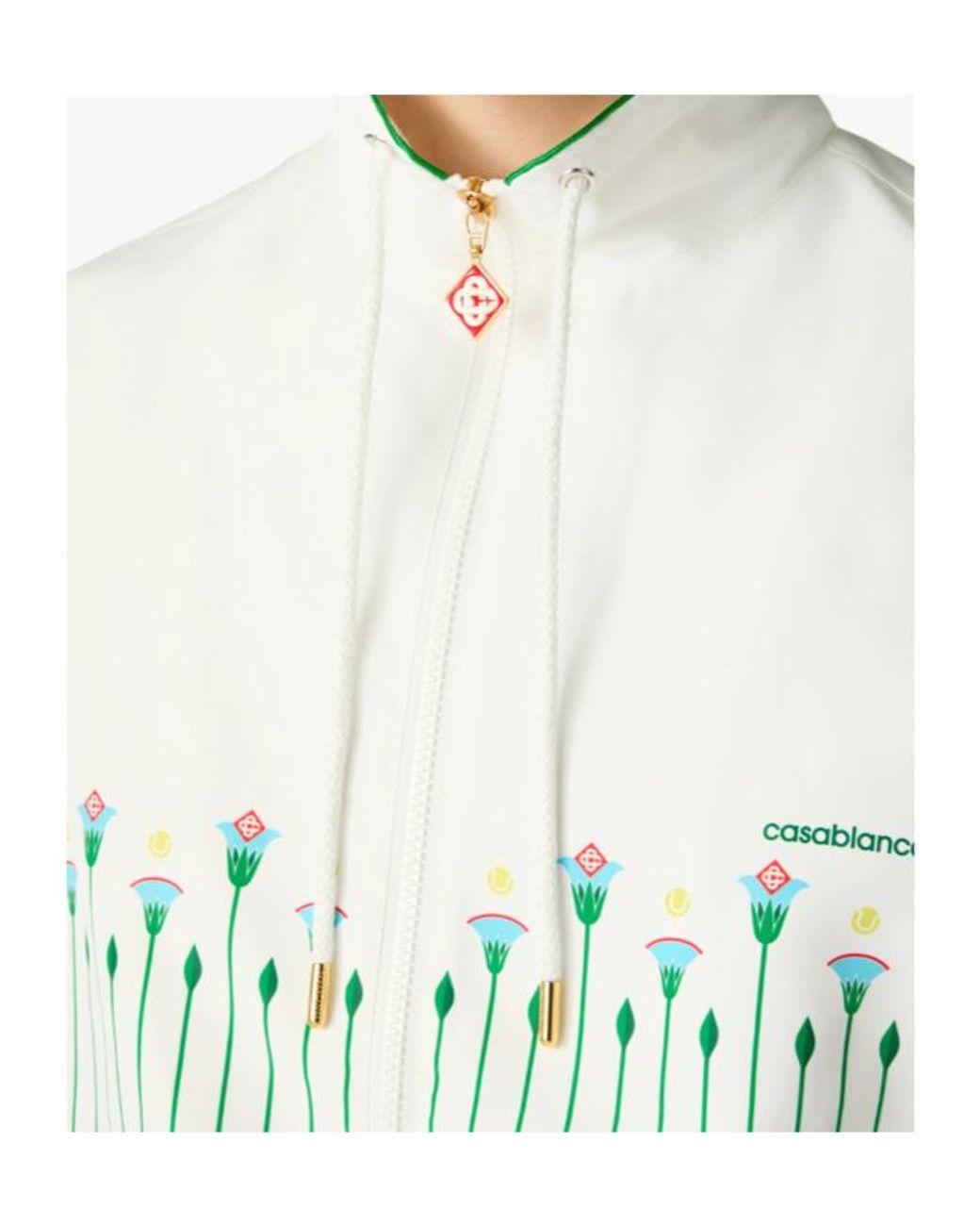 Casablanca Blue Floral Striped Sporty Windbreaker Jacket for men