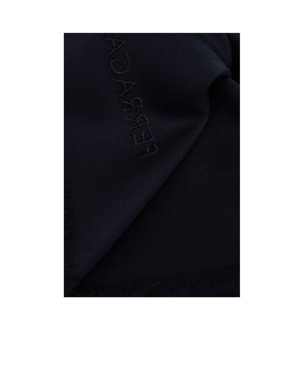 Ferragamo Black Ferragamo Logo Embroidered Frayed-Edge Scarf for men