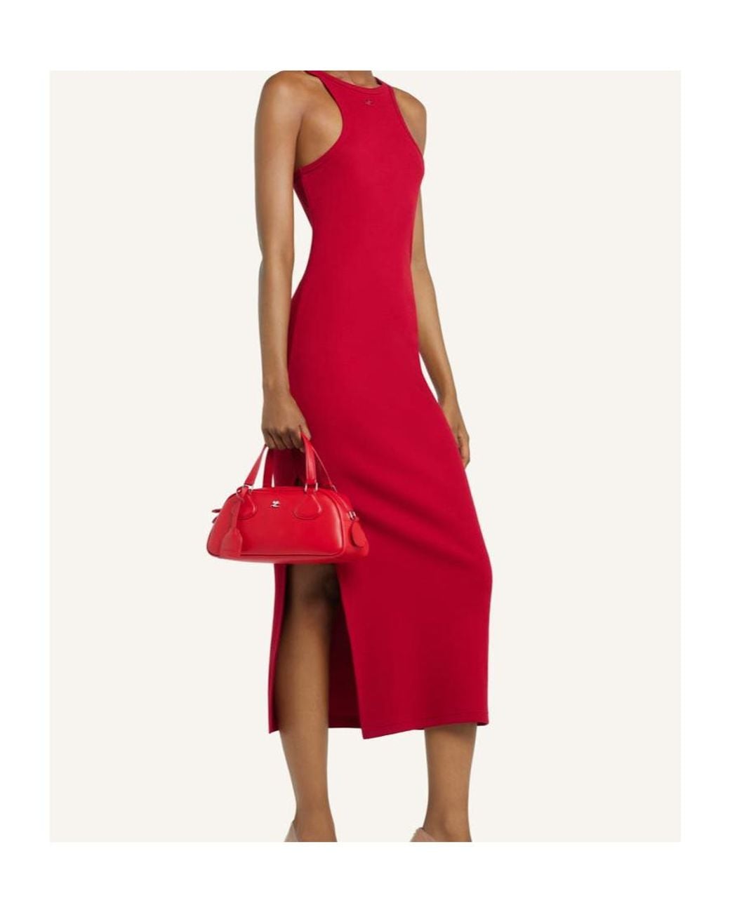 Courreges Red Courrèges Friday Bowling Top Handle Bag