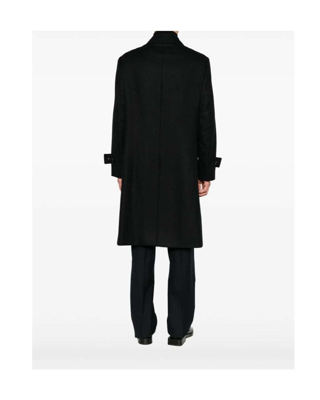 Caruso Black Corsaro Double-Breasted Coat for men