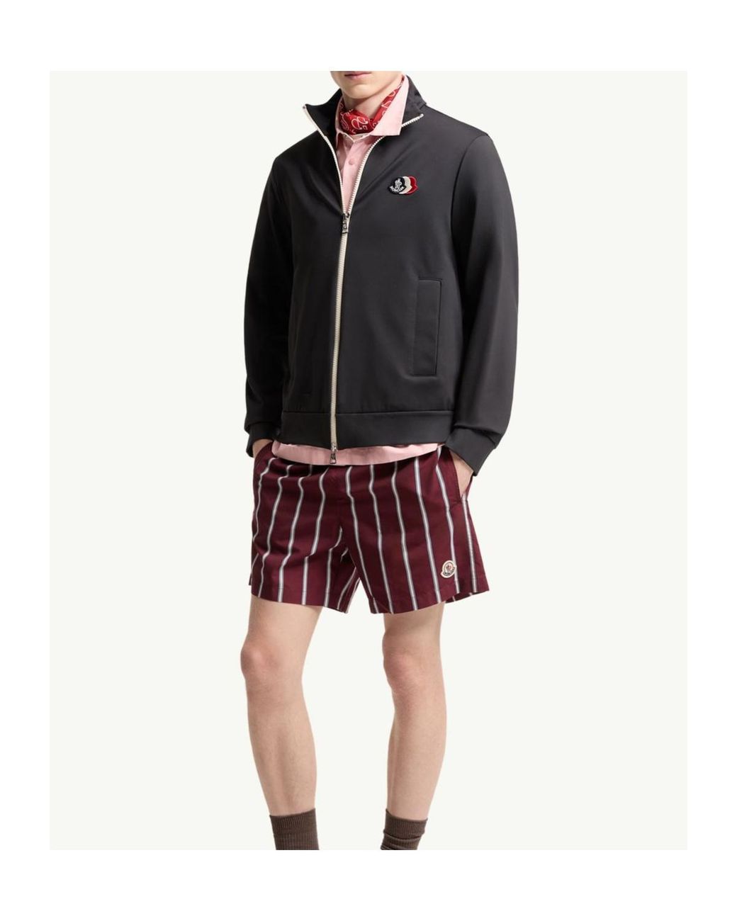 Moncler Black Tricolour Logo Zip-Up Sweatshirt for men