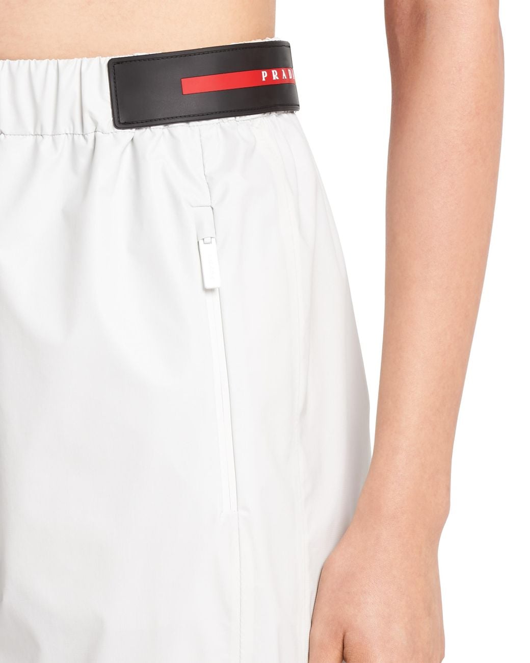 Prada White Light Nylon Wide-Leg Pants