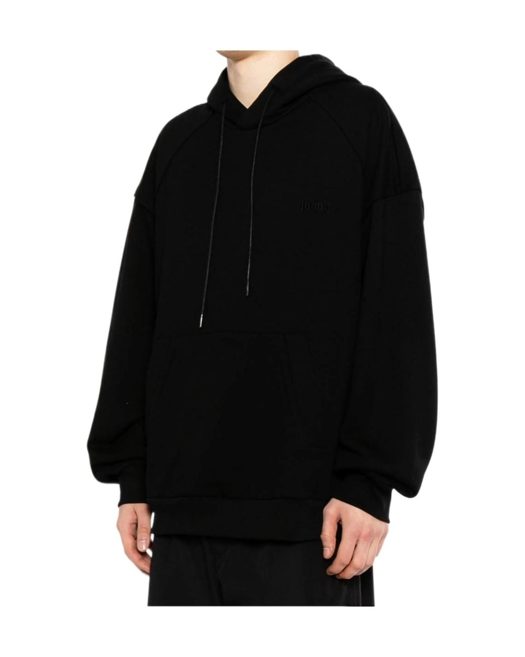Juun.J Black Drawstring Hooded Sweatshirt for men
