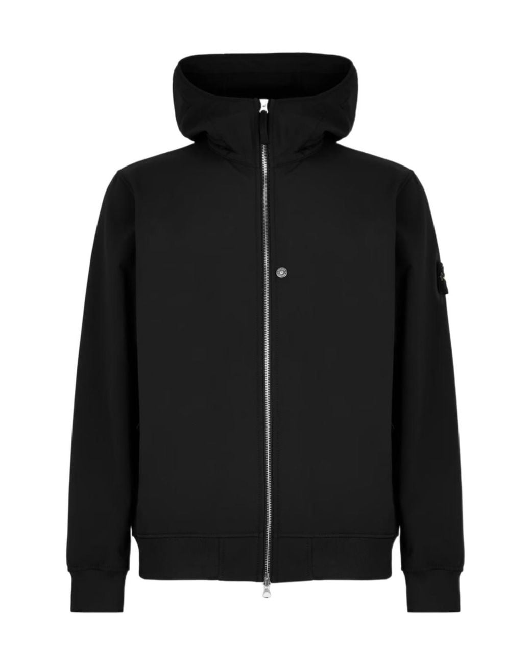 Stone Island Black Water And Wind Resistant Hooded Softshell Jacket for men