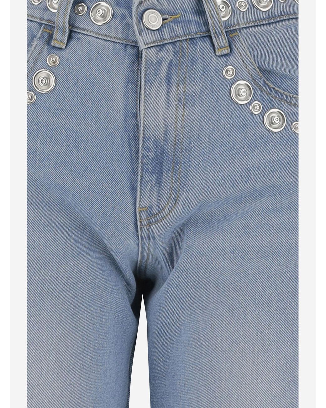 Coperni Blue Studded High-Rise Jeans