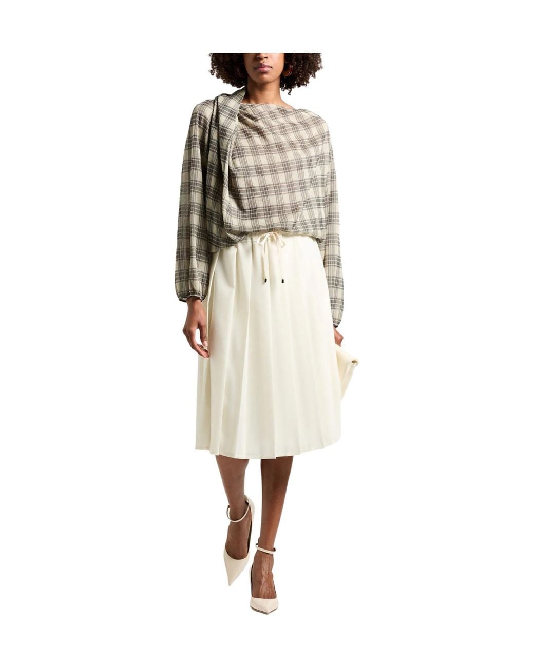 Brunello Cucinelli White Solidcolor Pleated Skirt
