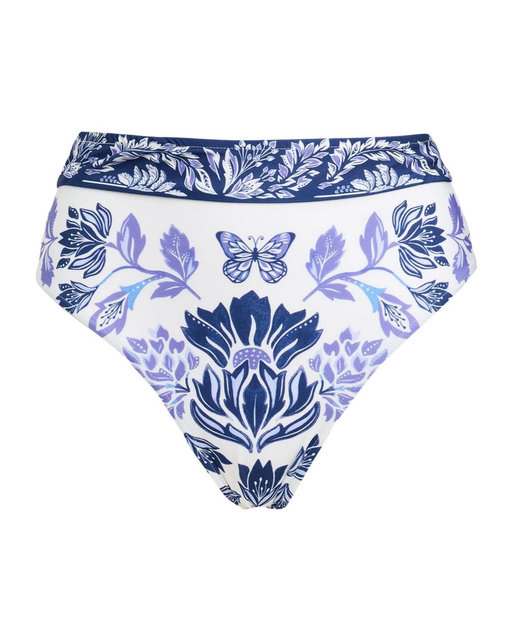 Farm Rio Blue High-Waisted Floral Bikini Bottoms