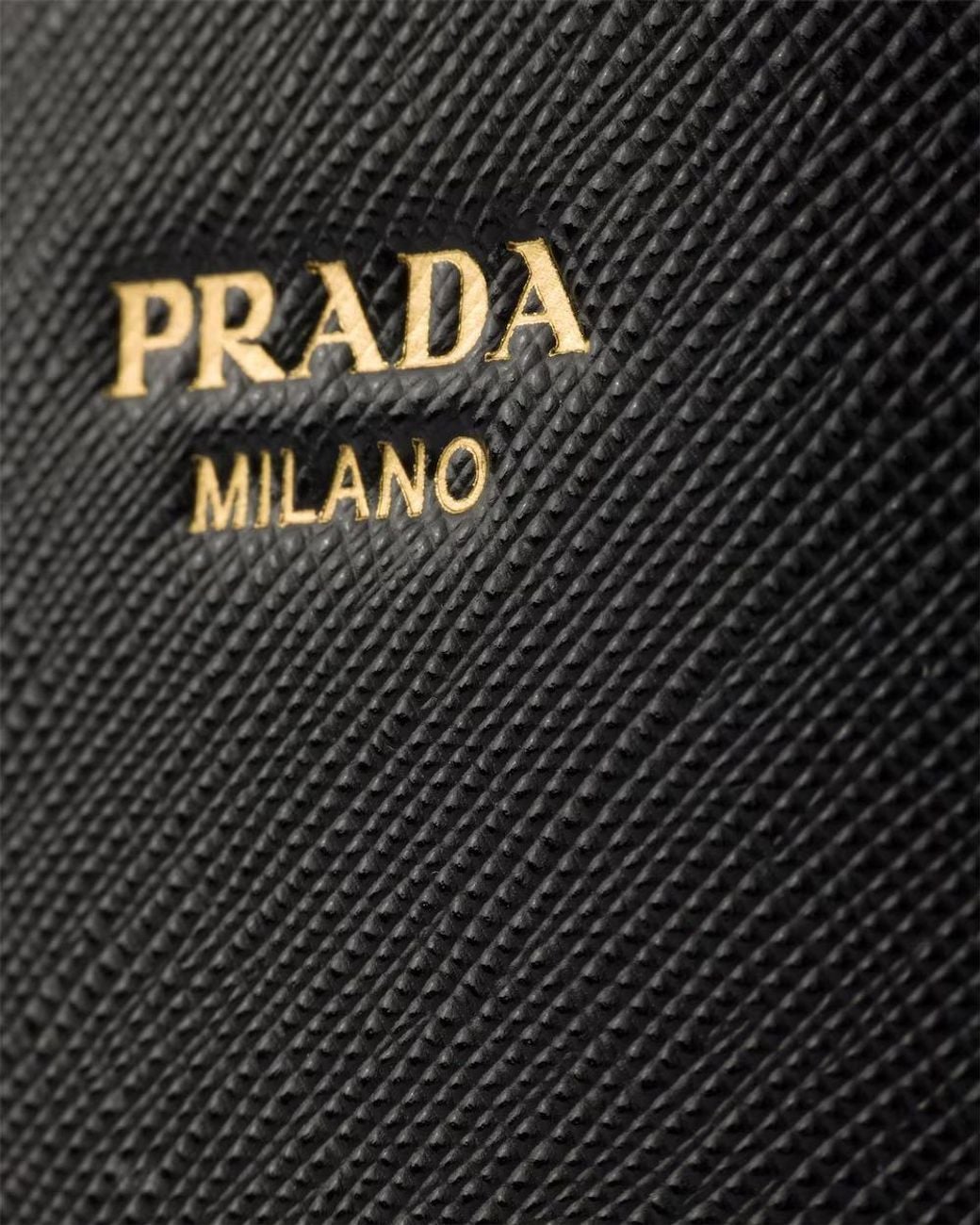 Prada Black Saffiano-Leather Mini Bucket Bag