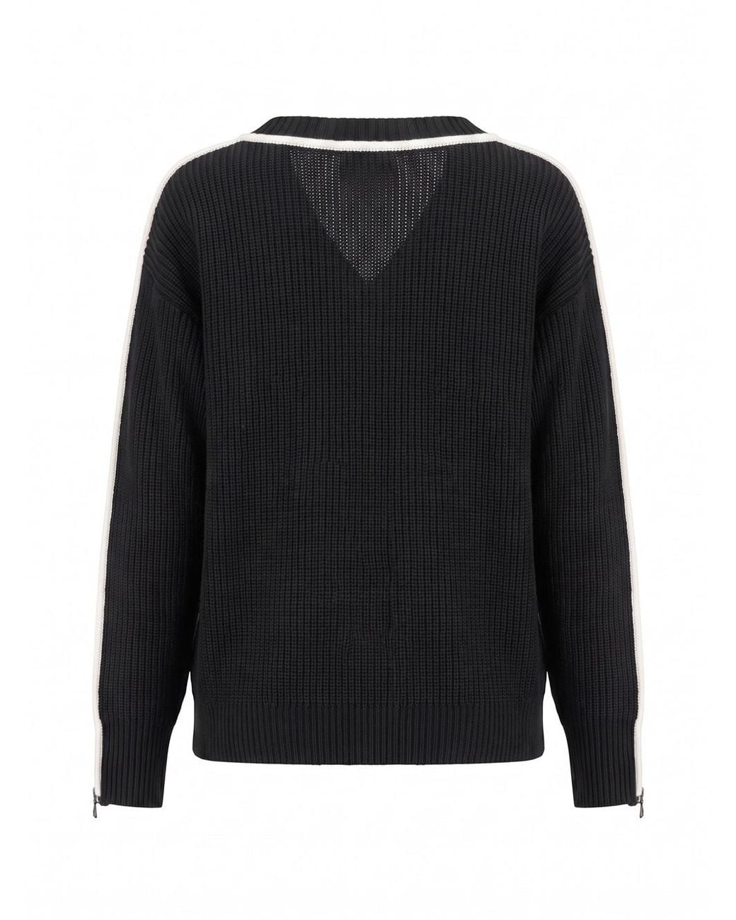 Patrizia Pepe Black Long-Sleeved V-Neck Jumper