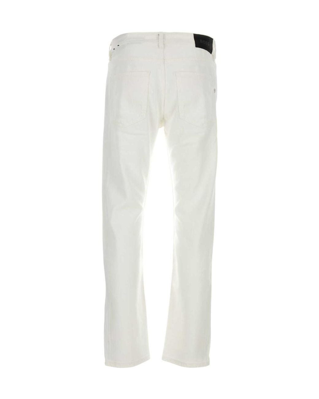 Boss White Straight-Leg Cotton Trousers for men
