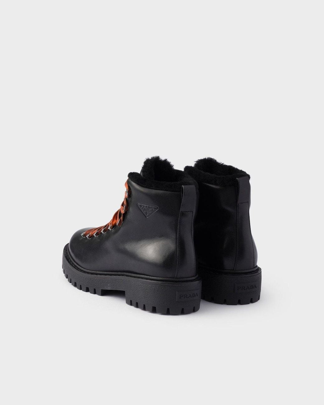 Prada Black Antiqued Leather Lace-Up Ankle Boots for men