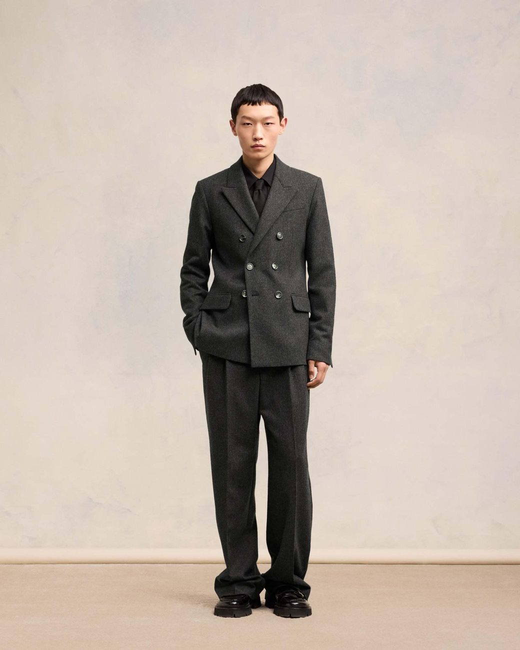 AMI Black Double Breasted Long Sleeved Blazer for men