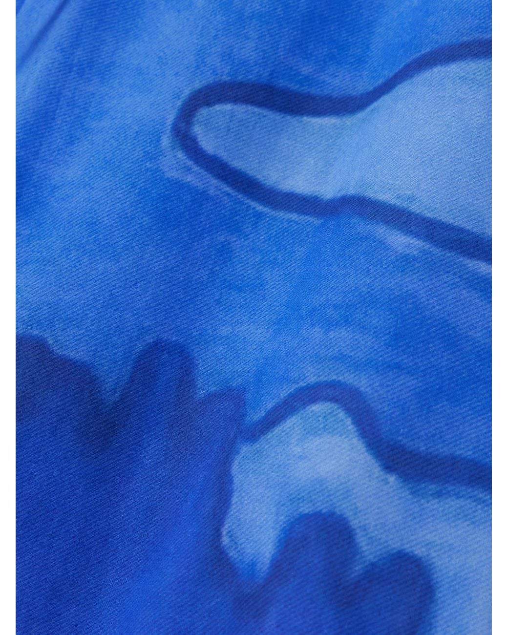 Donde Esteban Blue Printed Cotton-Voile Wide-Leg Pants