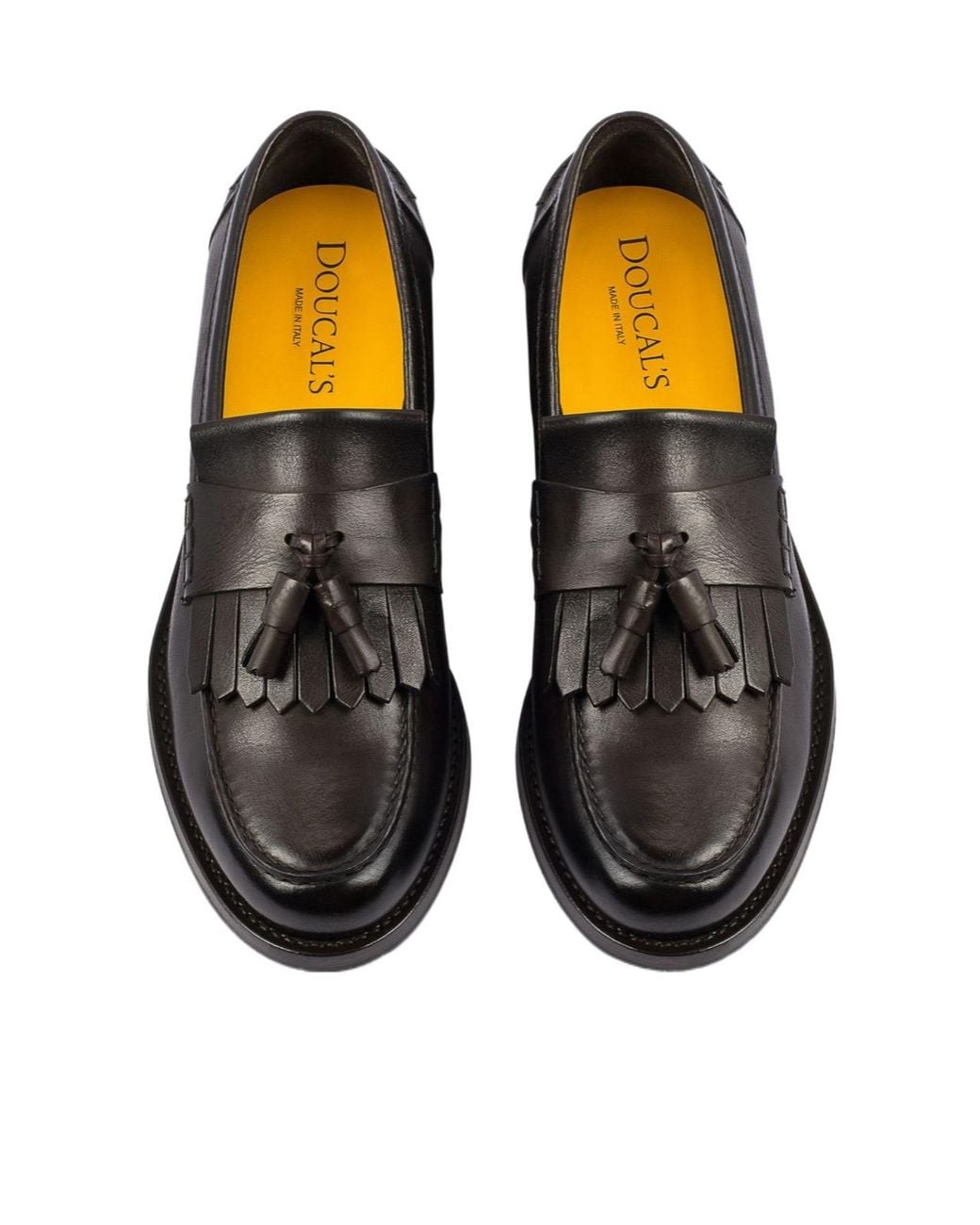 Doucal's Black Tassel Fringe Loafers for men