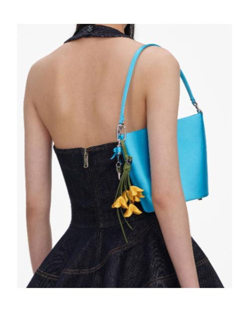 Self-Portrait Blue Floral Charm Bucket Bag