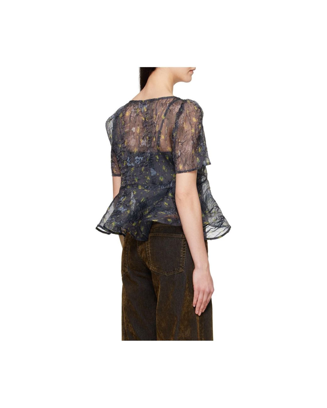 Ganni Blue Peplum Blouse