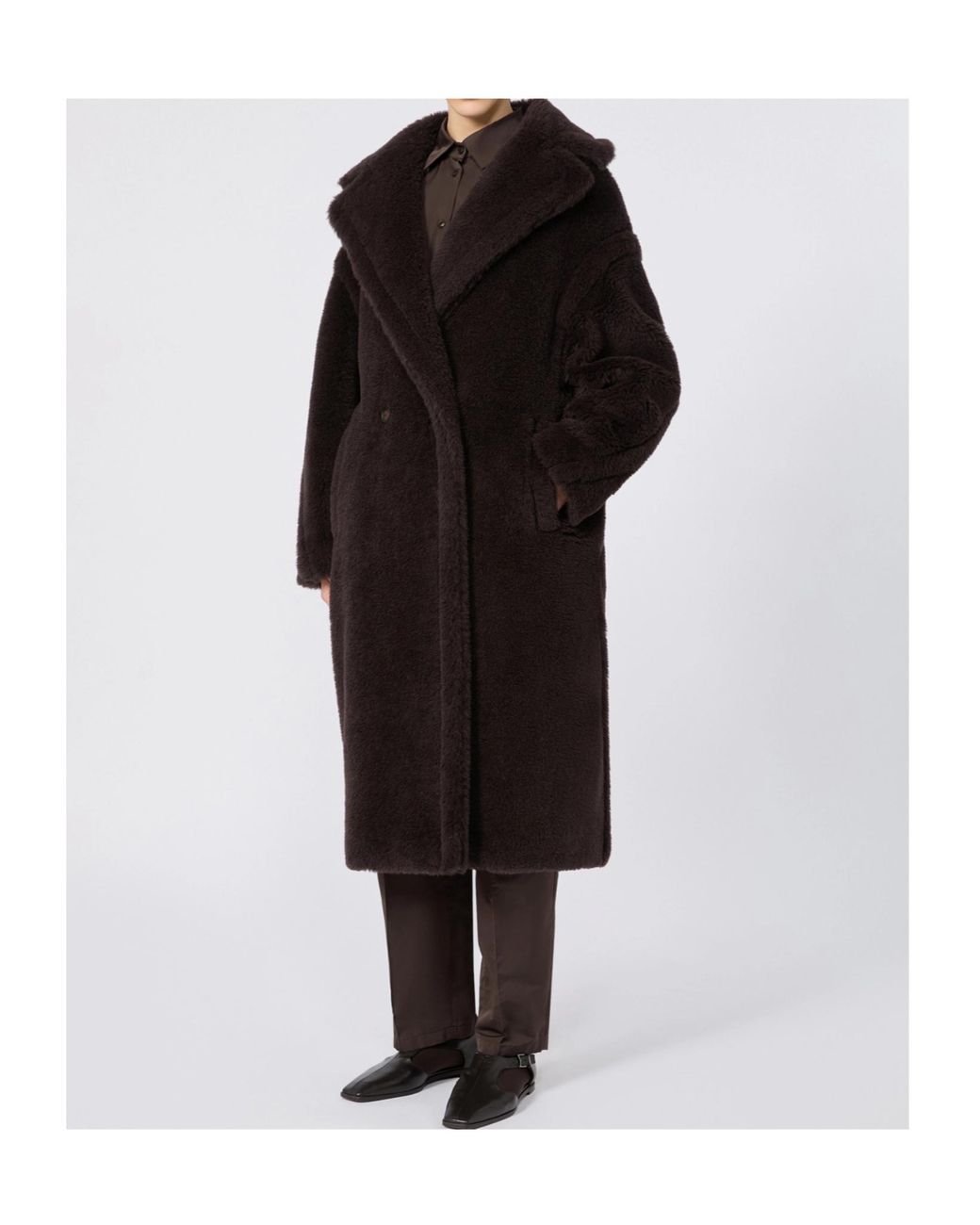 Max Mara Black Alpaca-Wool-Silk Teddy Bear Icon Coat