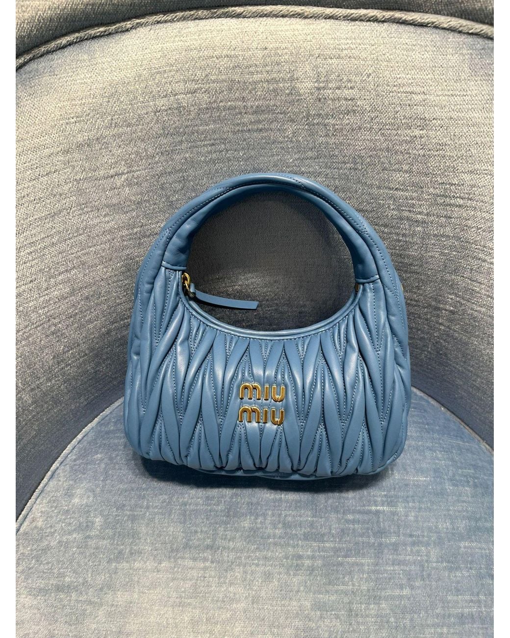 Miu Miu Blue Wander Matelassé Shoulder Bag