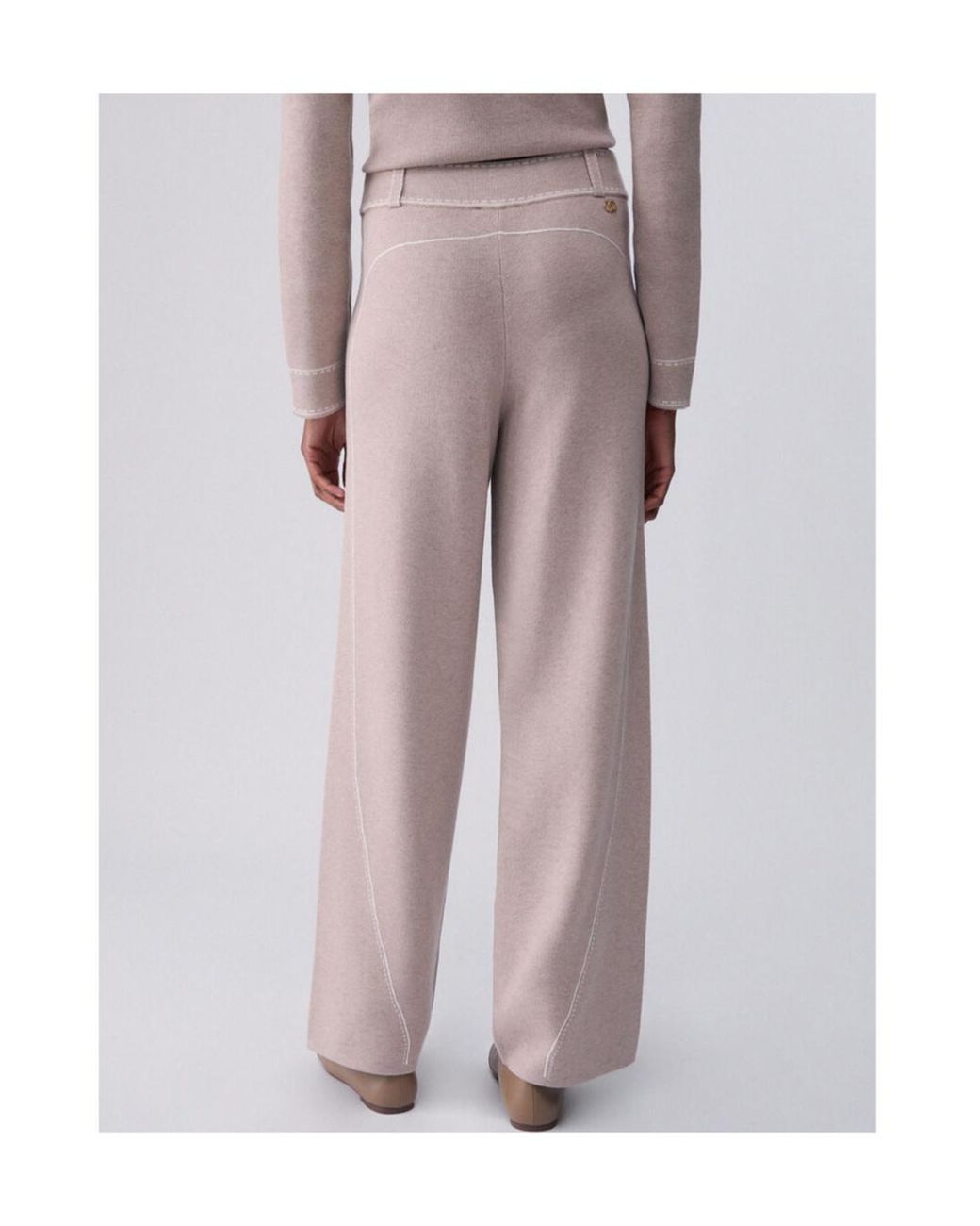 Liu Jo Gray Contrast-Stitch Casual Trousers