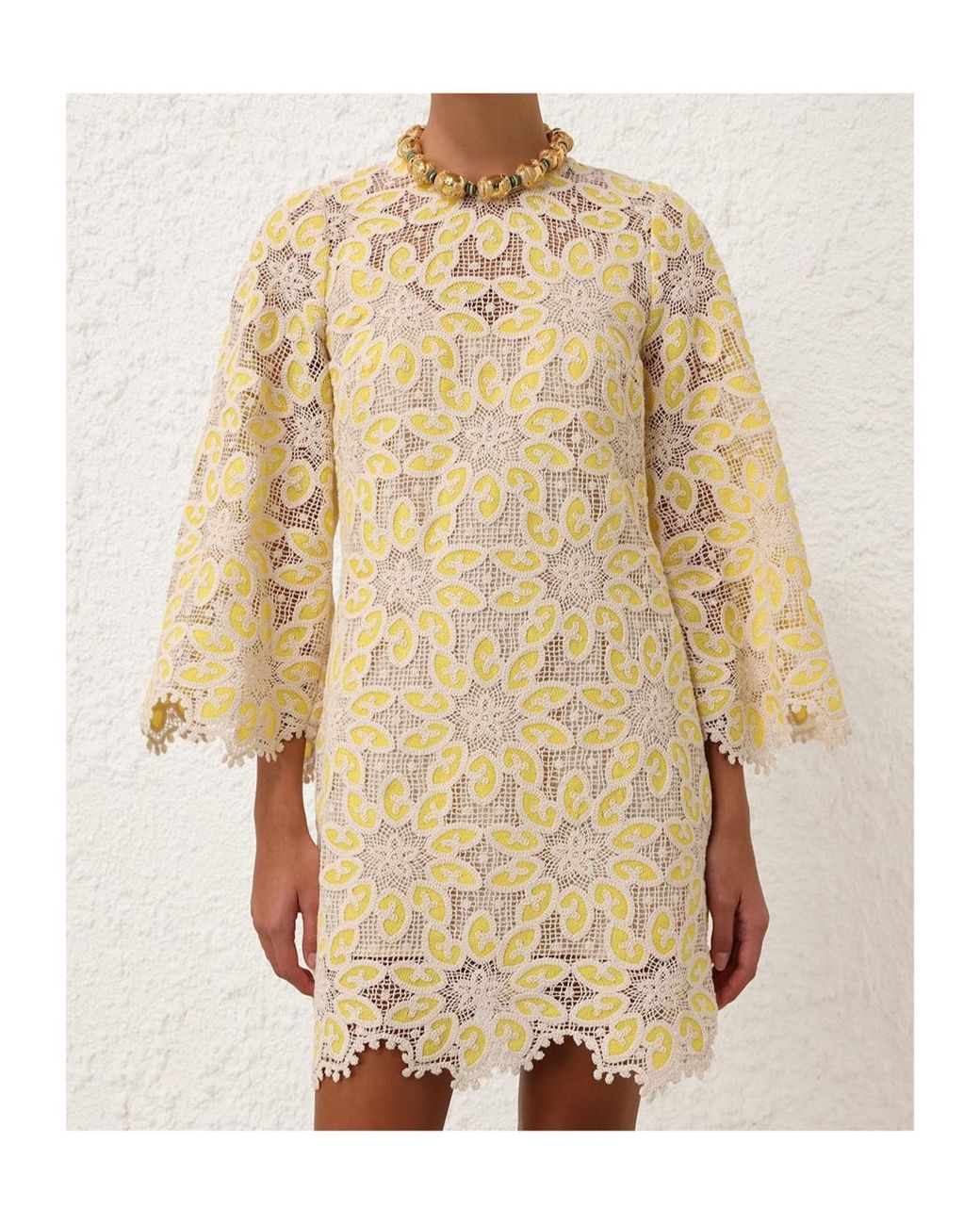 Zimmermann Natural Golden Lace Mini Dress