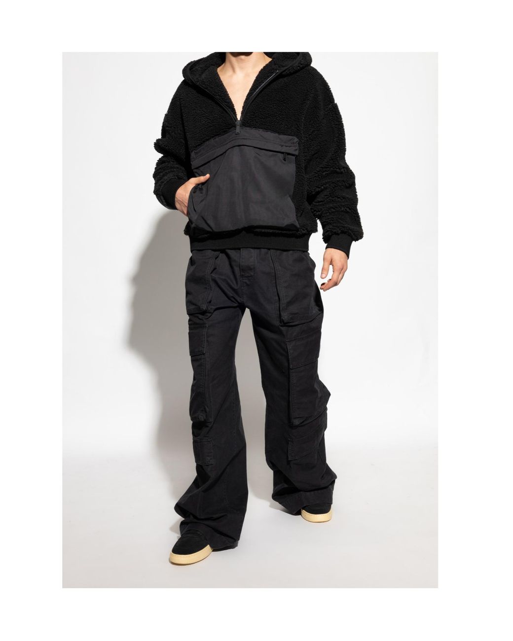 DSquared² Black Half-Zip Fleece Hoodie for men