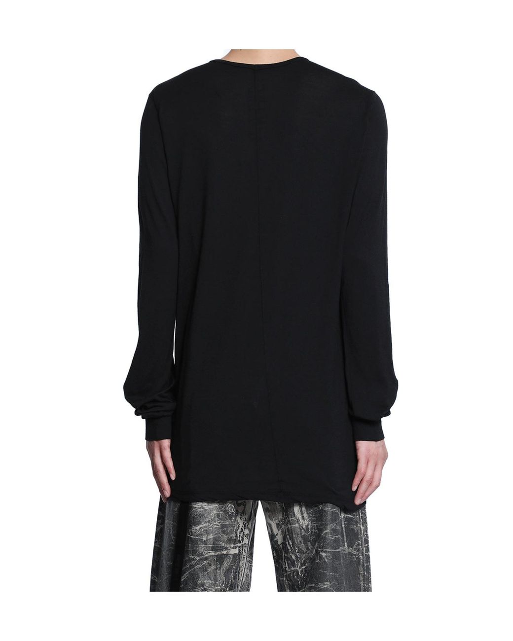 Rick Owens Black Long Sleeved Crewneck T-Shirt for men
