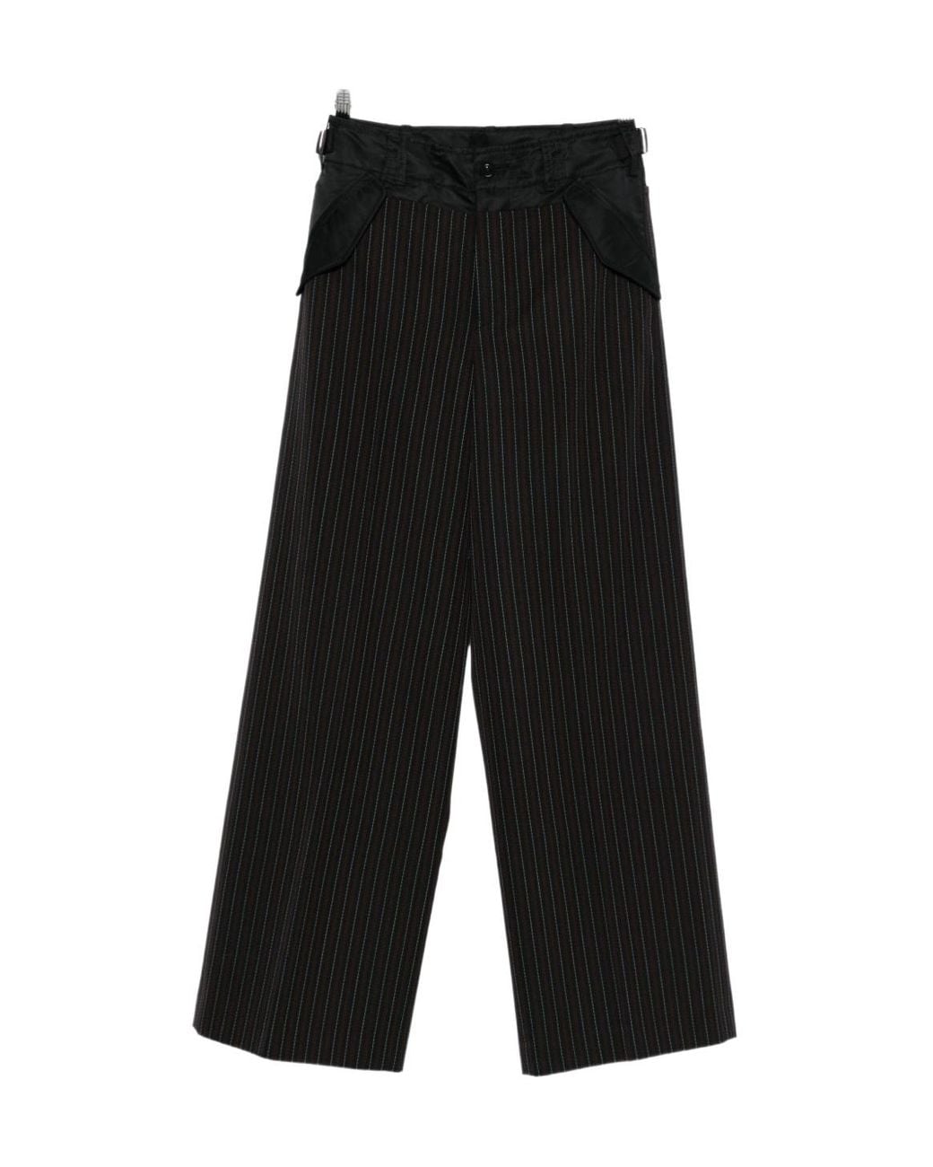 Sacai Black Striped Straight Leg Pants