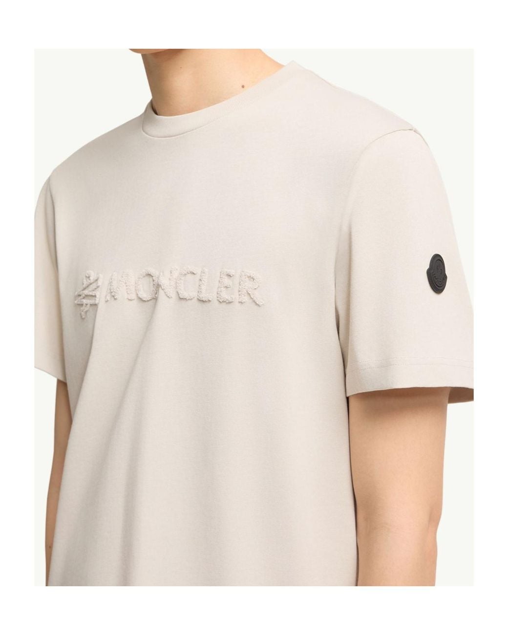 Moncler White Logo Patch Crewneck T-Shirt for men