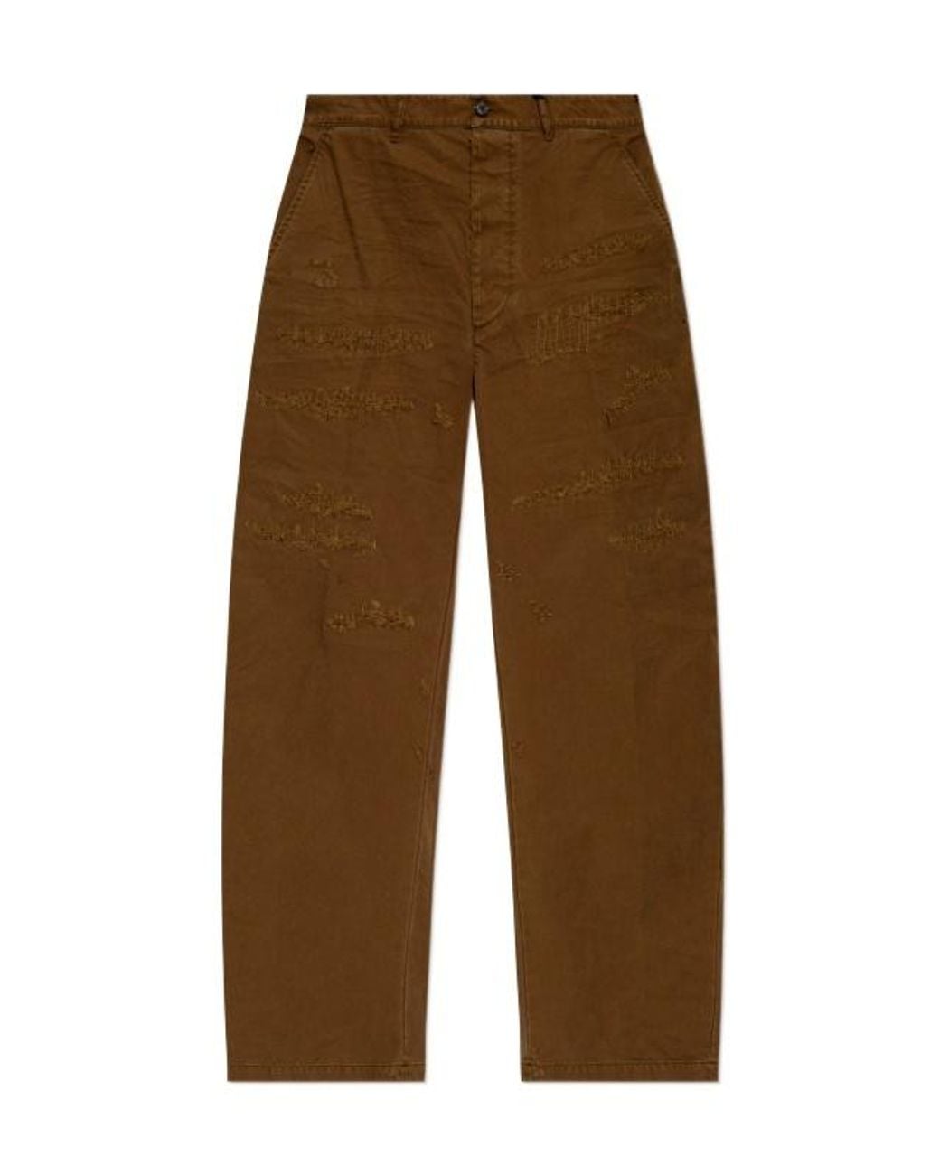 DSquared² Brown Distressed Straight-Leg Pants for men