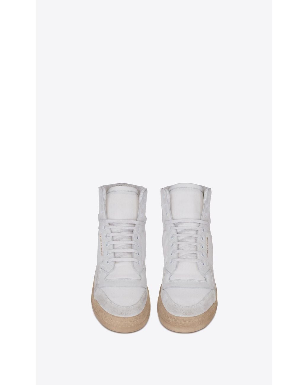 Saint Laurent White Sl-24 Mid-Top Lace-Up Sneakers for men