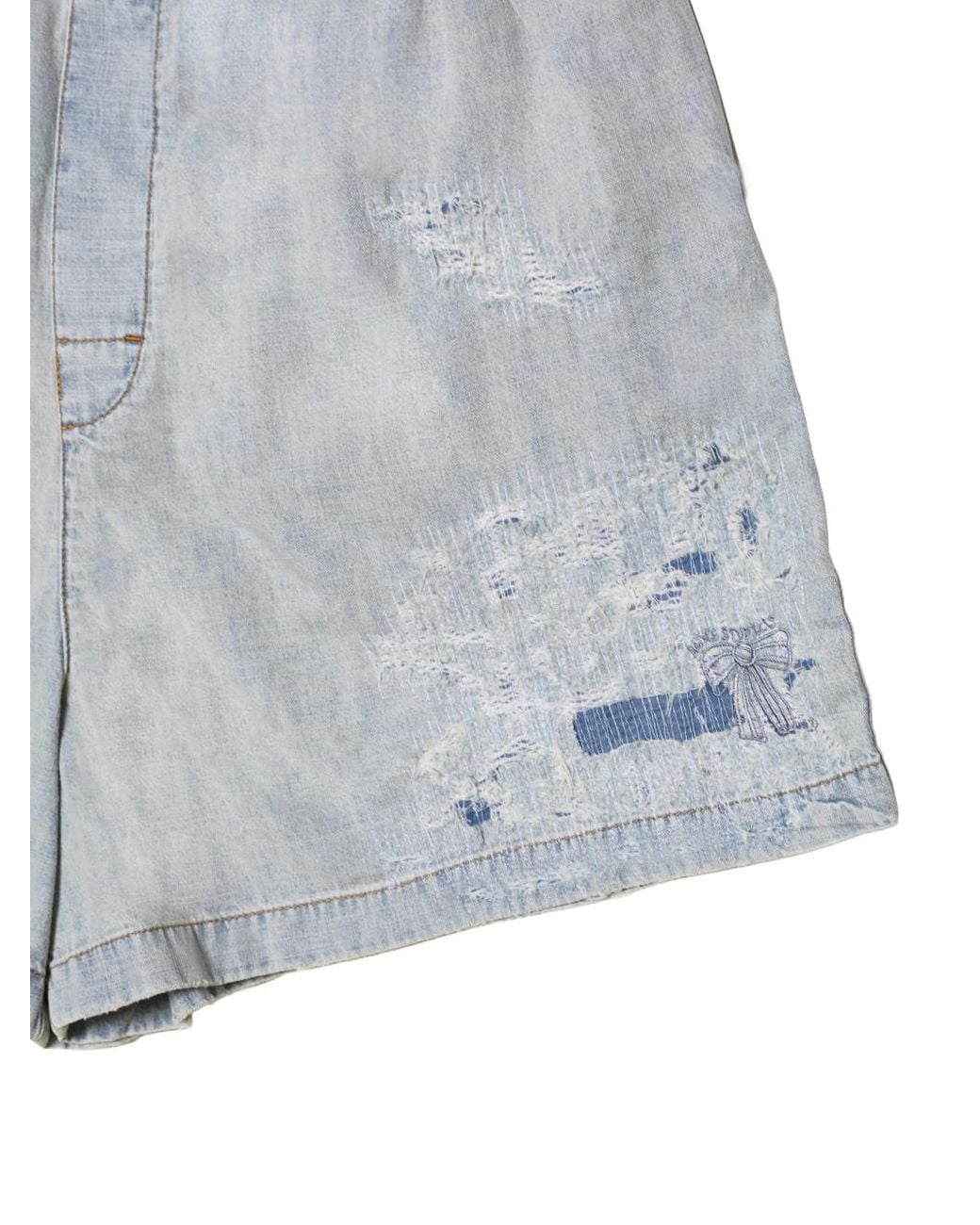 Acne Blue Distressed Shorts for men