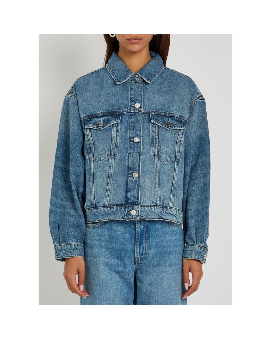 Anine Bing Blue Notched Collar Short Jacket