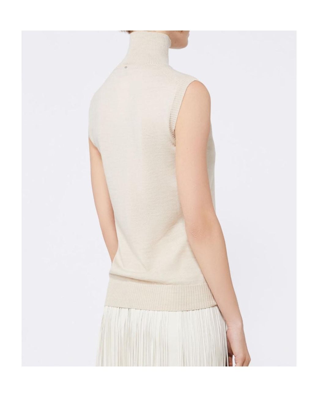 Sportmax White Turtleneck Sleeveless Jumper