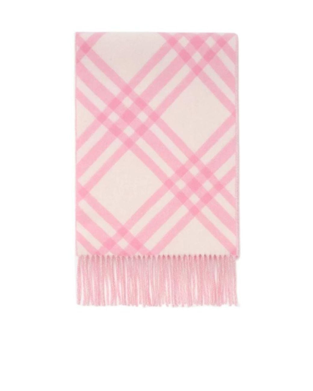 Burberry Pink Checked Fringed-Edge Scarf