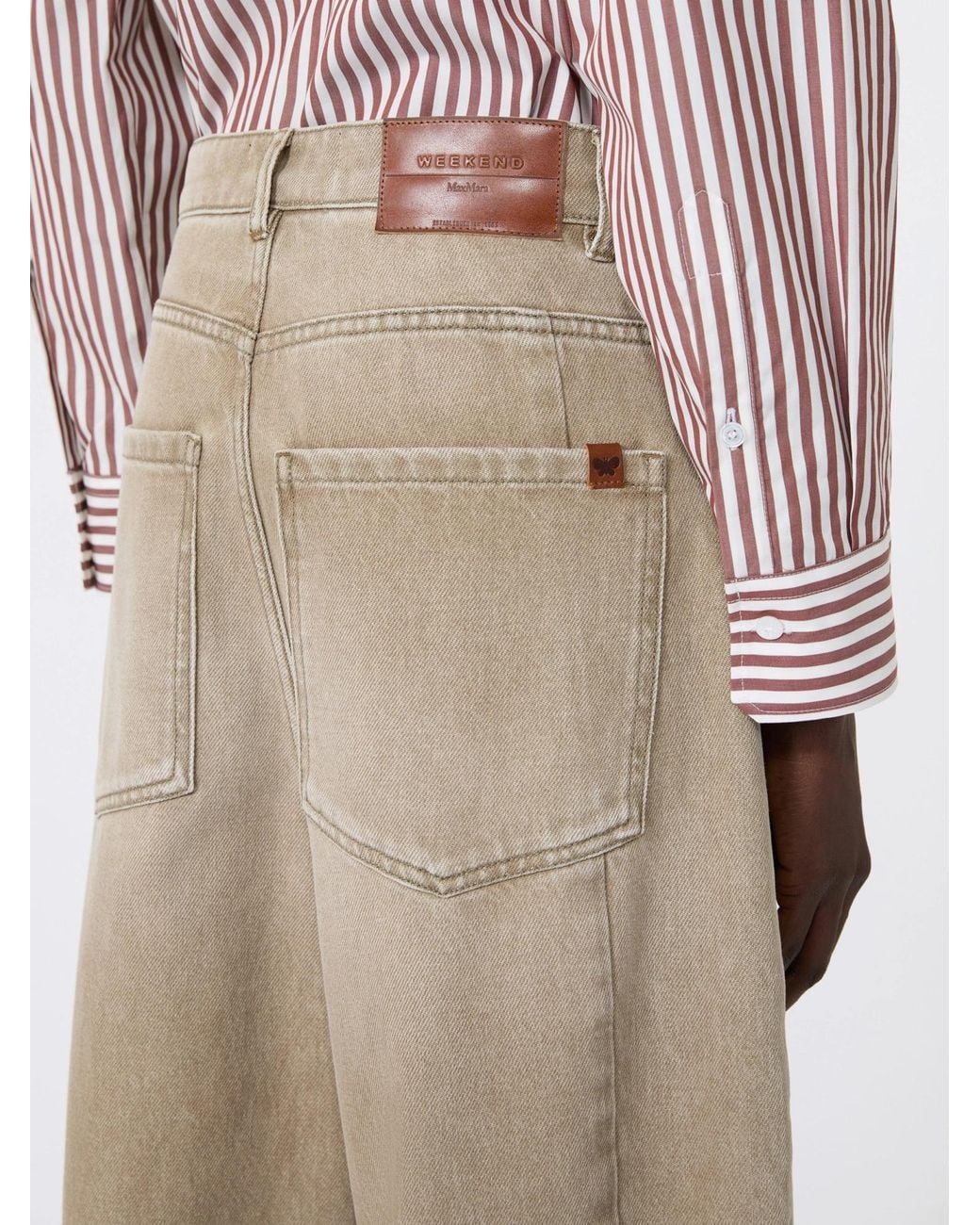 Weekend by Maxmara Natural Logo-Patch Barrel-Leg Jeans