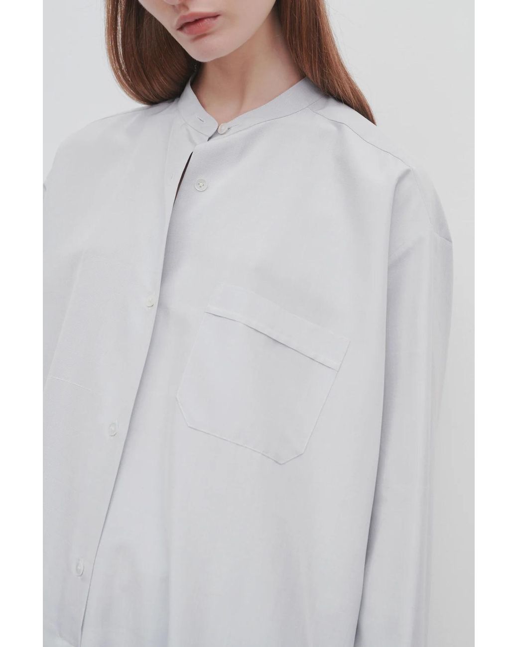 The Row White Long-Sleeve Silk Shirt