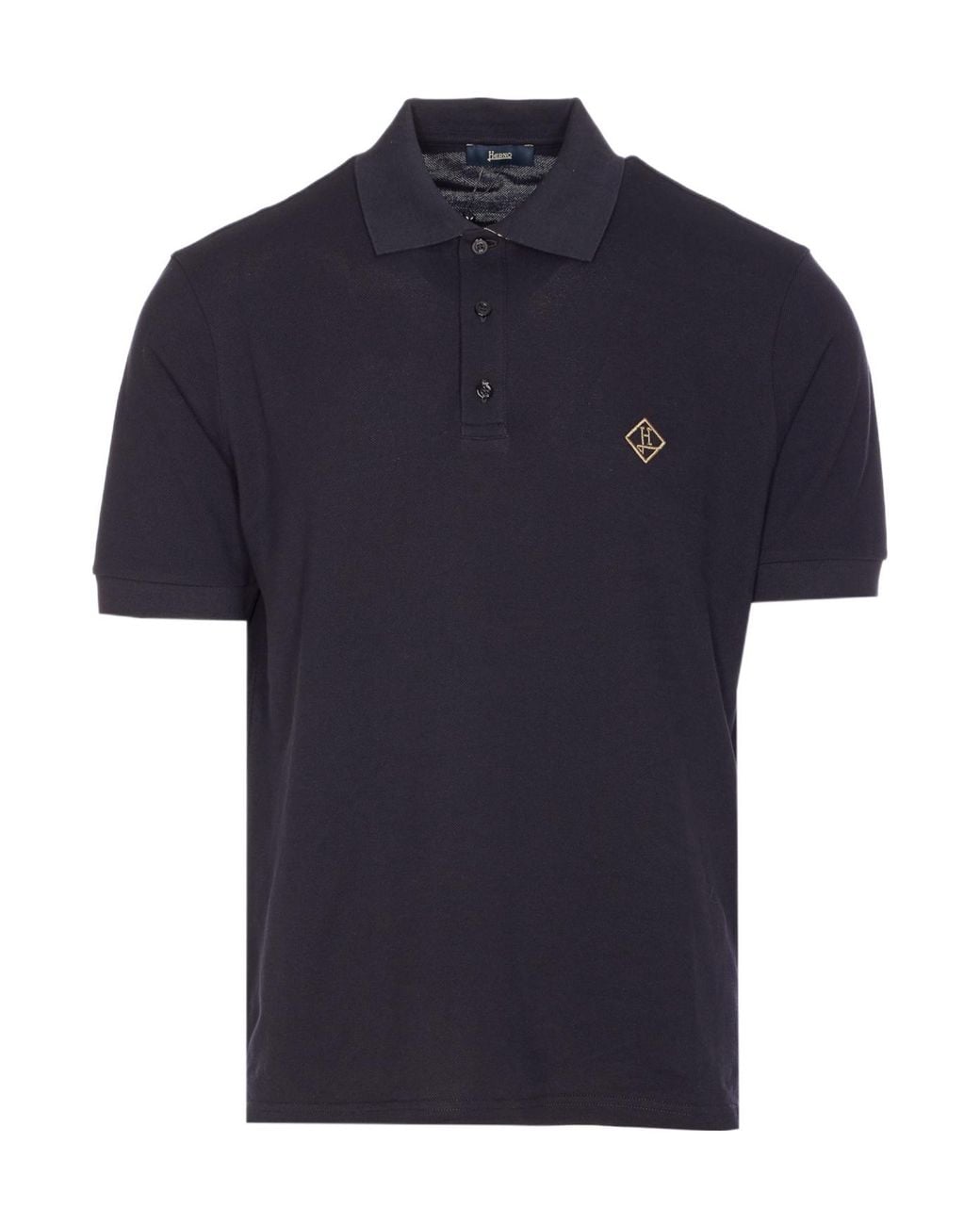 Herno Blue Logo Embroidered Basic Polo Shirt for men