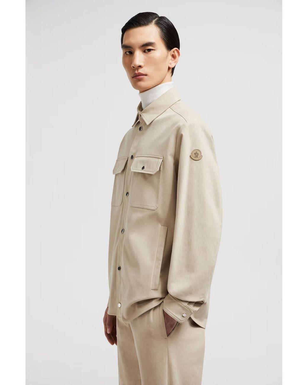 Moncler Natural Collared Long-Sleeve Shirt for men