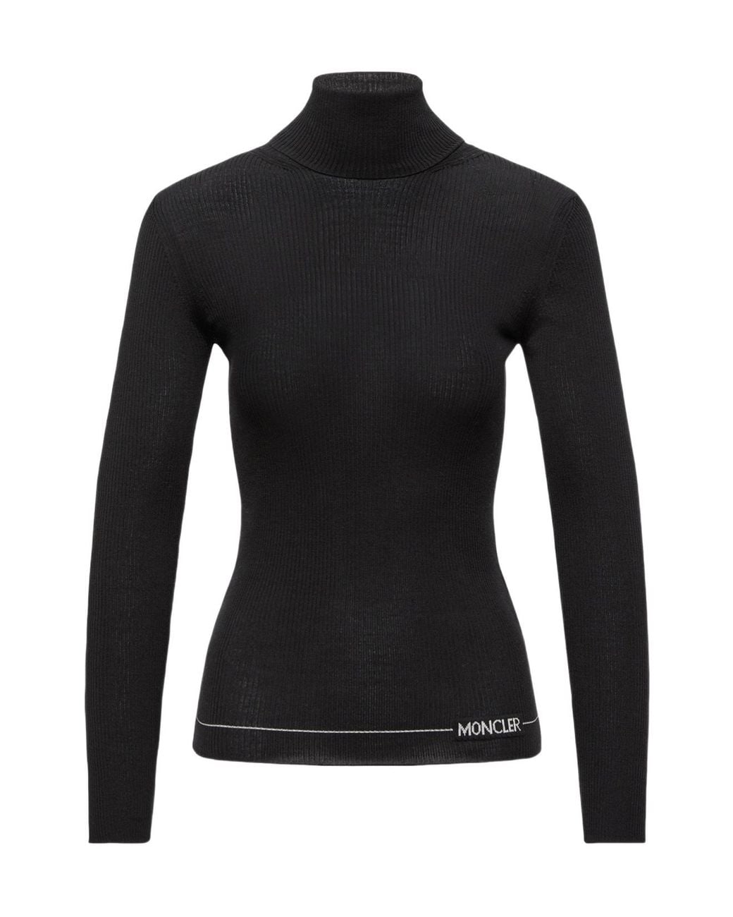 Moncler Black Turtleneck Long Sleeved Knitted Top