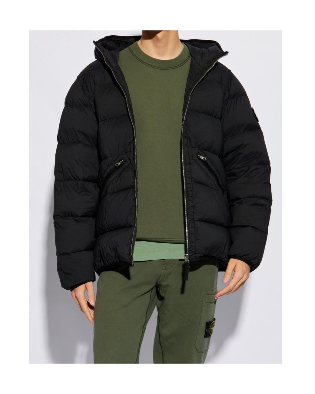 Stone Island Black Down Jackets for men