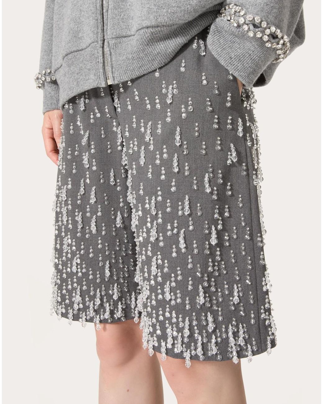 Valentino Gray Embellished Low-Rise Shorts