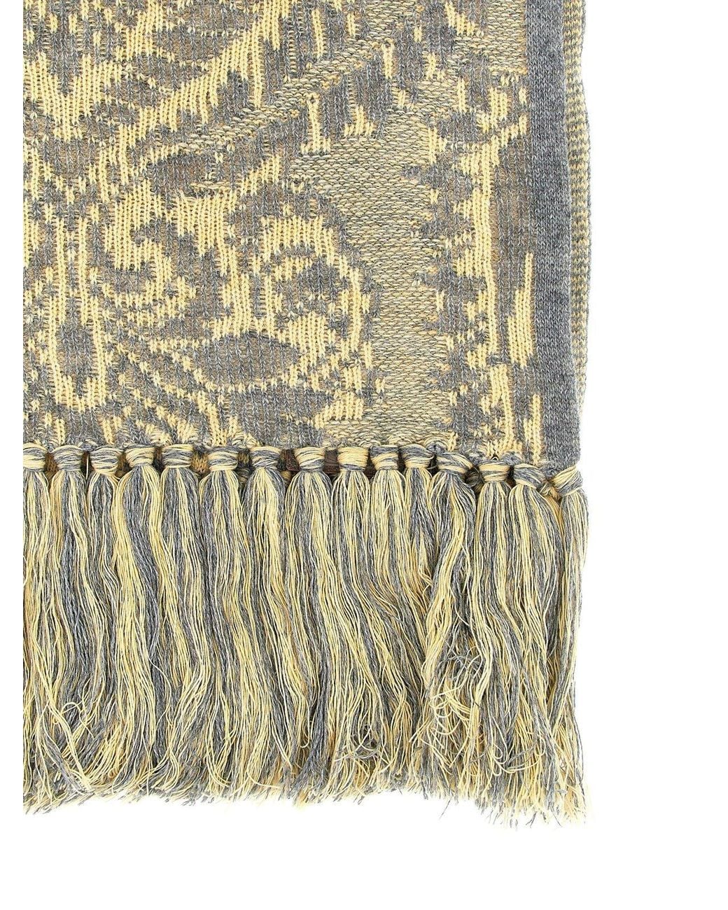 Etro White Jacquard Knitted Scarf