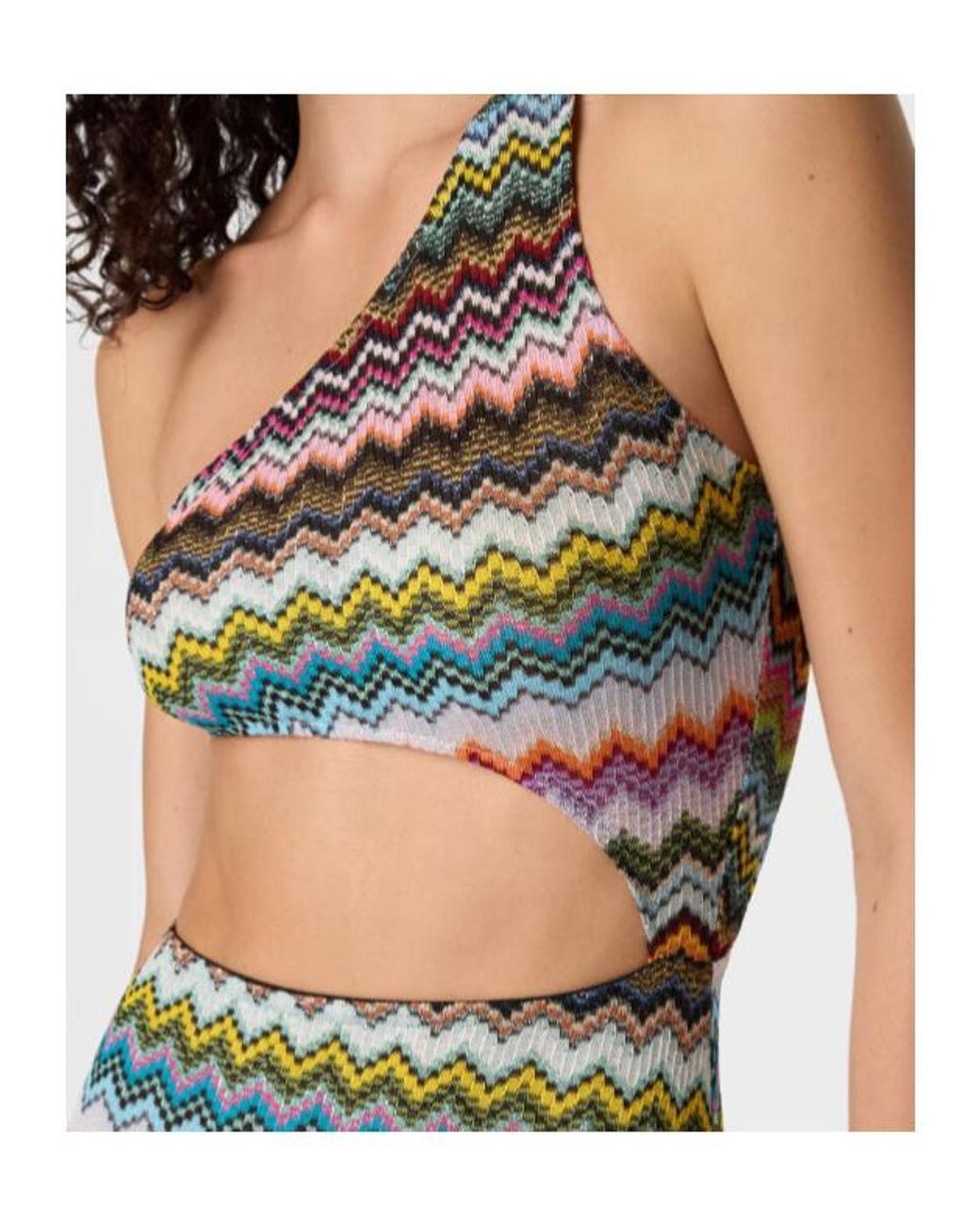Missoni White One-Shoulder Pixel-Effect Zigzag Swimwear Cover-Up