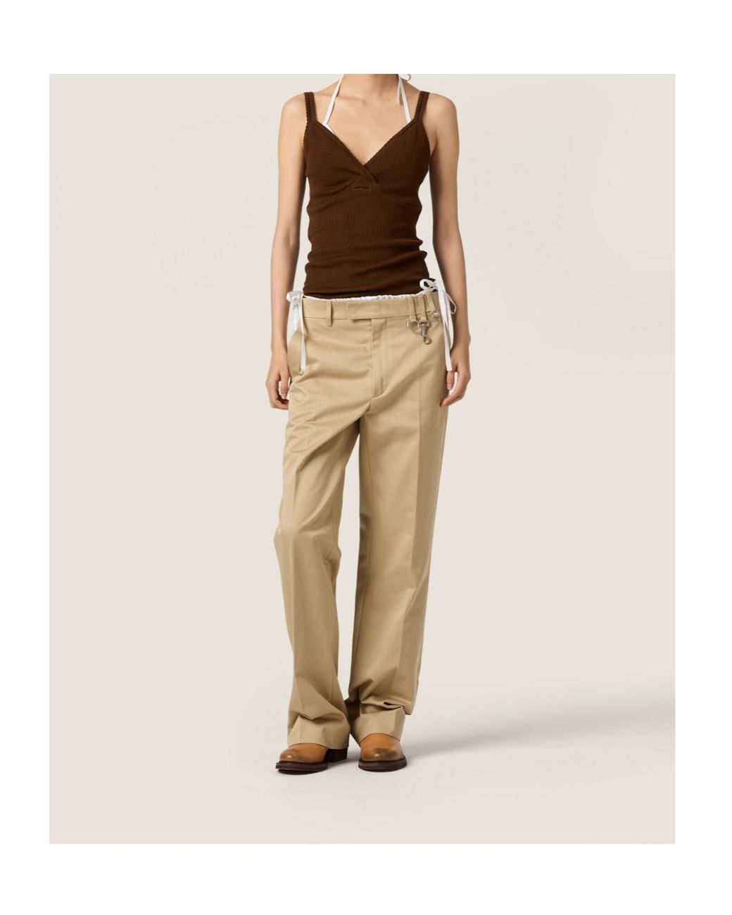 Miu Miu Brown Cotton Knit Top