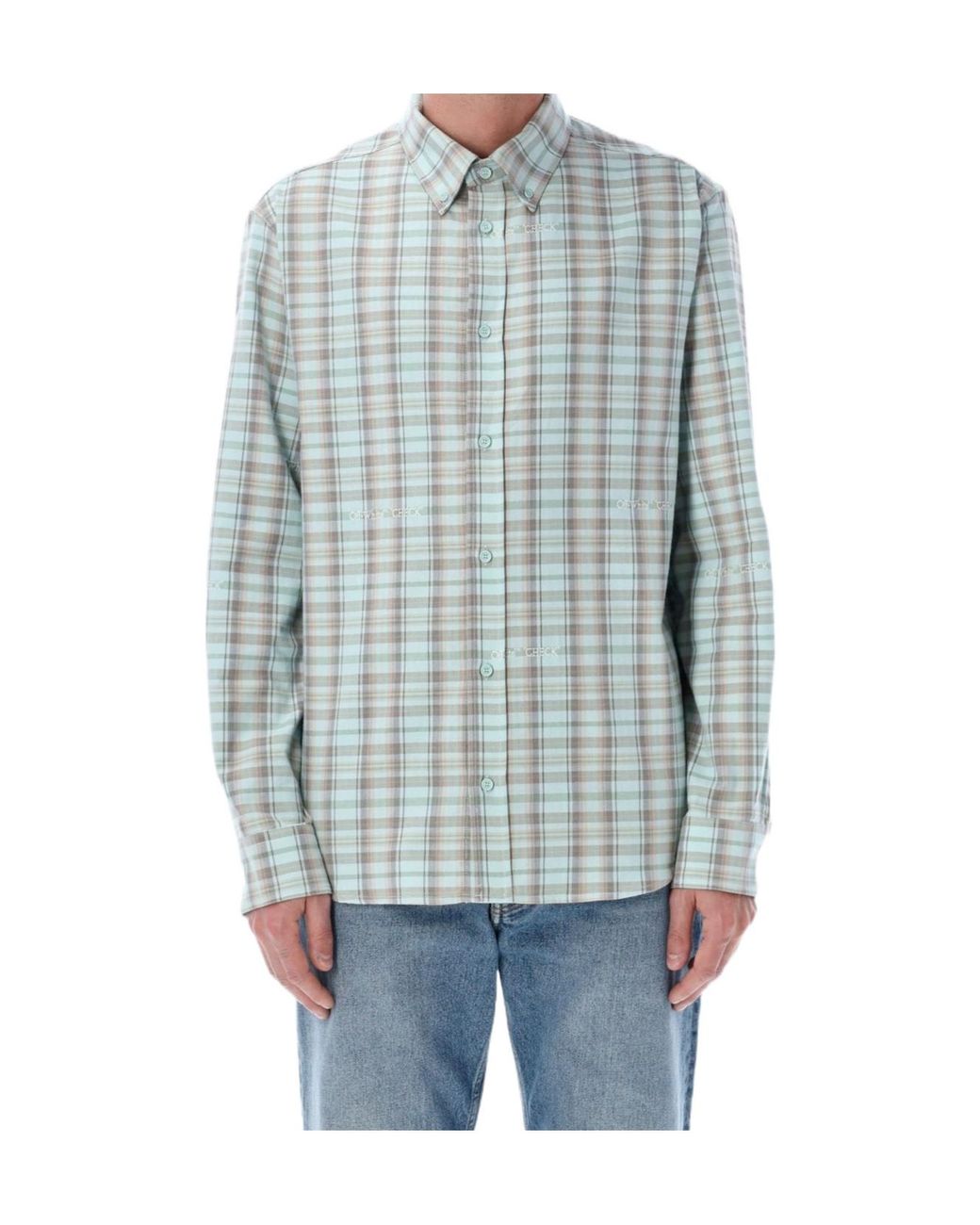 Off-White c/o Virgil Abloh Blue Marker Check Shirt for men